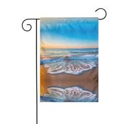 BROLEO Stampa con onde dopo il crepuscolo Asta da giardino decorazione per cortile esterno su entrambi i lati 30,5 x 45,7 cm
