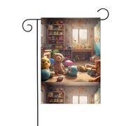 BROLEO Stampa della stanza dei giocattoli disordinata Decorazione del cortile all'aperto del giardino della bandiera del giardino su entrambi i lati 30,5 x 45,7 cm