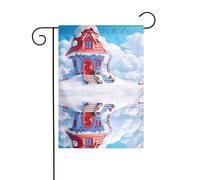 BROLEO Stampa di cottage in the snow asta da giardino decorazione cortile esterno fronte-retro 30,5 x 45,7 cm