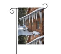 BROLEO Stampa di ghiaccioli sotto la grondaia, decorazione per cortile, bandiera quattro stagioni, 30,5 x 45,7 cm