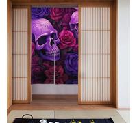 BROLEO Stampa di teschi e rose viola tenda divisoria giunzione protezione della privacy adatta per cucina, bagno, stanza 86,4 x 142,2 cm