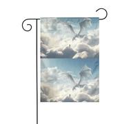 BROLEO Stampa drago bianco drago bandiera da giardino decorazione cortile esterno fronte retro 30,5 x 45,7 cm