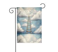 BROLEO Stampa Ladder to the Clouds Asta da giardino decorazione per cortile esterno su entrambi i lati 30,5 x 45,7 cm