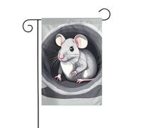 BROLEO Stampa Mouse in the Hole Asta per bandiera da giardino decorazione per cortile esterno su entrambi i lati 30,5 x 45,7 cm