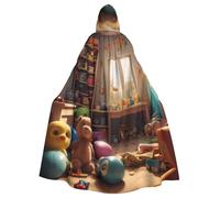 BROLEO Stanza dei giocattoli disordinata Stampe Halloween Adulto Mantello con cappuccio per feste in costume ed eventi a tema