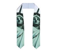 BROLEO Stola di laurea in raso appiattito con stampa Statua della Libertà in NYC Scialle di laurea 182,9 cm, regalo di laurea per lei/lui, Appiattito, Taglia unica