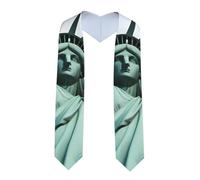 BROLEO Stola di laurea in raso appiattito con stampa Statua della Libertà in NYC Scialle di laurea 182,9 cm, regalo di laurea per lei/lui, Angolo acuto, Taglia unica