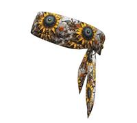 BROLEO Strana stampa girasole Foulard sportivo, assorbe il sudore e traspirante, fascia per capelli movimento, fazzoletto su entrambi i lati