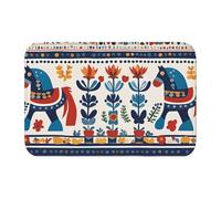 BROLEO Tappetino antiscivolo ispessito con stampa folk di cavalli svedesi, antiscivolo, facile da pulire, durevole, perfetto per bagno, 60 x 40 cm