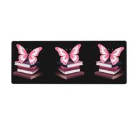 BROLEO Tappetino per mouse extra large con farfalla rosa e bianca su un mucchio di libri, tastiera da gioco antiscivolo per computer e ufficio, versione ispessita, 30,5 x 80 cm