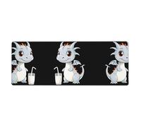 BROLEO Tappetino per mouse extra large con scritta "A Little Milk Dragon who Steals Milk Printing", per computer, ufficio, tastiera da gioco antiscivolo, versione ispessita, 30,5 x 80 cm