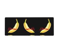 BROLEO Tappetino per mouse extra large con stampa a banana senza cuore, forte adesione, durevole, bordo di bloccaggio preciso 30,5 x 80 cm