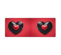BROLEO Tappetino per mouse extra large con stampa a cuore per San Valentino, forte adesione, durevole, bordo di bloccaggio preciso 30,5 x 80 cm
