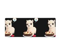 BROLEO Tappetino per mouse extra large con stampa alpaca accanto alla torta, tastiera da gioco antiscivolo per computer, ufficio, versione ispessita, 30,5 x 80 cm