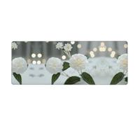 BROLEO Tappetino per mouse extra large con stampa di camelie bianche, tastiera da gioco antiscivolo per ufficio computer, versione ispessita, 30,5 x 80 cm