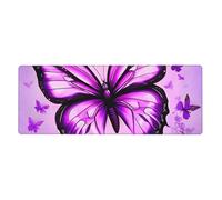BROLEO Tappetino per mouse extra large con stampa di farfalle viola, tastiera da gioco antiscivolo per computer e ufficio, versione ispessita, 30,5 x 80 cm