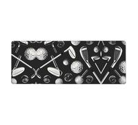 BROLEO Tappetino per mouse extra large con stampa di golf in bianco e nero, forte adesione, durevole, bordo di bloccaggio preciso 30,5 x 80 cm