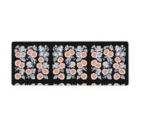 BROLEO Tappetino per mouse extra large con stampa di peonie e inchiostro e vernice, forte adesione, durevole, bordo di bloccaggio preciso 30,5 x 80 cm