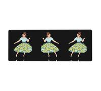 BROLEO Tappetino per mouse extra large con stampa floreale bambina che balla in una pera, forte adesione, durevole, bordo di bloccaggio preciso 30,5 x 80 cm
