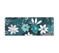 BROLEO Tappetino per mouse extra large con stampa floreale grigio e bianco, forte adesione, durevole, bordo di bloccaggio preciso 30,5 x 80 cm