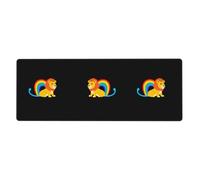 BROLEO Tappetino per mouse extra large con stampa Little Lion On The Rainbow, forte adesione, durevole, bordo di bloccaggio preciso 30,5 x 80 cm