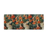 BROLEO Tappetino per mouse extra large con stampa Little Rabbit Under The Morning Glory, tastiera da gioco antiscivolo per computer, ufficio, versione ispessita, 30,5 x 80 cm