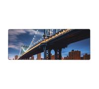 BROLEO Tappetino per mouse extra large con stampa notturna di New York Manhattan Bridge, tastiera da gioco antiscivolo per computer, ufficio, versione ispessita, 30,5 x 80 cm