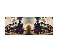 BROLEO Tappetino per mouse extra large con stampa treno a vapore, forte adesione, durevole, bordo di bloccaggio preciso 30,5 x 80 cm