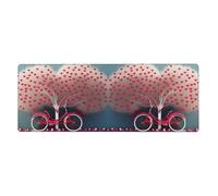 BROLEO Tappetino per mouse extra large per festa della mamma, San Valentino, stampa romantica con albero e bici, forte adesione, durevole, bordo di bloccaggio preciso 30,5 x 80 cm