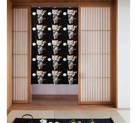 BROLEO Tenda in tessuto con stampa di gattino che tiene un palloncino di pesce, due pezzi, 86,4 x 142,2 cm, divisori, in tessuto, liscia e non si stropiccia facilmente