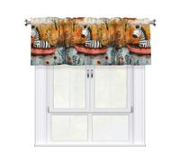BROLEO Tende corte con mantovana, 137,2 x 45,7 cm, motivo: piccola zebra sulla barca, stampe per cucina, bagno, lavanderia, studio, si adattano alla maggior parte delle aste per tende standard o