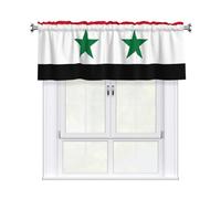 BROLEO Tende corte con mantovana 137,2 x 45,7 cm, stampa bandiera della Repubblica Araba Siriana, per cucina, bagno, lavanderia, studio, si adatta alla maggior parte delle aste per tende standard o