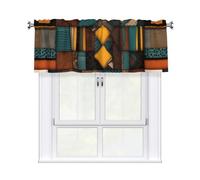 BROLEO Tende corte con mantovana, 137,2 x 45,7 cm, stile africano, stampe patchwork per cucina, bagno, lavanderia, studio, si adattano alla maggior parte delle aste per tende standard o decorative