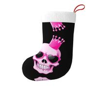 BROLEO Teschio rosa che indossa occhiali da sole d'amore Stampe Calze di Natale Festival Grande Capacità Stampato Calzini Decorazione