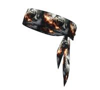 BROLEO Tigre Out of Cannon Fire stampa Foulard sportivo, assorbe il sudore e traspirante, fascia per capelli movimento, fazzoletto su entrambi i lati