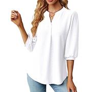 BROLEO Top in Camicetta da Donna, Top in Camicia con Maniche a Tre Quarti Delicato sulla Pelle, Elegante, Facile da Pulire per Le Riunioni (#3)
