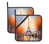 BROLEO Torre Eiffel Parigi Stampa Pittura Set di due pezzi Set di tappetini quadrati isolati, ispessito, impermeabile, facile da pulire