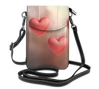 BROLEO Tre cuori che stampano la piccola borsa del telefono di vibrazione della borsa di vibrazione della tracolla delle donne di pelle, impermeabile