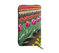 BROLEO Tulip Scape Picture - Portafoglio lungo in pelle per ragazze e donne alla moda, durevole, elegante e funzionale, Nero , Taglia unica