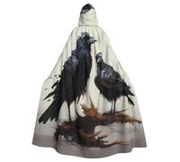 BROLEO Uccelli del corvo che stampano il mantello con cappuccio adulto di Halloween del mantello degli uomini e delle donne dell'abbigliamento del mantello