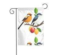 BROLEO Un paio di uccelli su un albero da frutto stampa asta bandiera giardino decorazione cortile esterno double face 30,5 x 45,7 cm