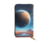 BROLEO Universe Planet Picture - Portafoglio lungo in pelle per ragazze e donne alla moda, durevole, elegante e funzionale, Nero , Taglia unica