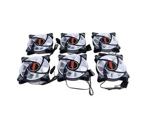 BROLEO Ventole LED Glow da 120 Mm RGB Spina a 4 Pin Raffreddamento Silenzioso Gigante Confezione da 6 Pezzi Telaio Drive 12V Ventola da Tavolo Organizzatore Ventole con Custodia