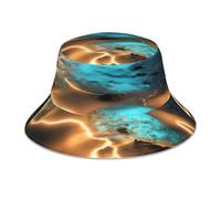 BROLEO View Under The Moon Prints Cappello alla pescatora riflettente, elegante e funzionale, design double-face per protezione solare, nero