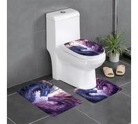 BROLEO viola e wirte draghi stampa antiscivolo tappetino tre pezzi set bagno tappeto antiscivolo durevole