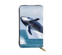 BROLEO Whales at sea - Portafoglio lungo in pelle per ragazze e donne alla moda, resistente, elegante e funzionale, Nero , Taglia unica
