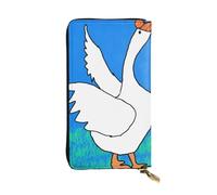 BROLEO White Goose - Pochette lunga in pelle con stampa di ali aperte, per ragazze e donne alla moda, durevole, elegante e funzionale, Nero , Taglia unica