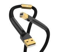 Brollitest 1 PZ Cavo USB Audiophile 2.0 Tipo A a B Cavo con connettori placcati in oro 4N 99.998% OFC Rame puro Nero Intrecciato - 1 metro