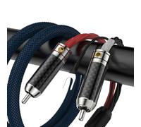 Brollitest Cavo Phono RCA di alta qualità, placcato argento, in fibra di carbonio ad alta purezza con filo di terra, 2 m