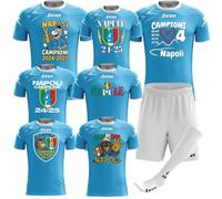 BrolloGroup Completo Calcio Napoli Campione d'Italia 4 Scudetti Personalizzabile con Nome e Numero Maglia + Pantaloncino + Calzettoni Calcio Scudetto PS 41076-comp-1